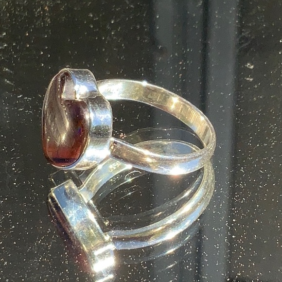 NATURAL RED TIGERS EYE HEART 925 STERLING SILVER RING, SIZE 10 - Picture 5 of 9